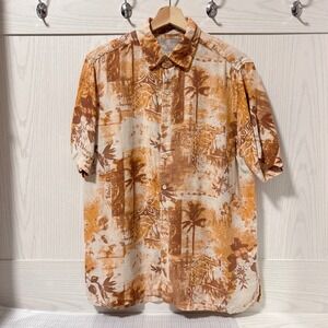 Margaritaville Mens Jimmy Buffet Banana Republic Shirt Palm Tree Silk Linen M